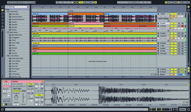 The Arrangement view looks more like a conventional DAW